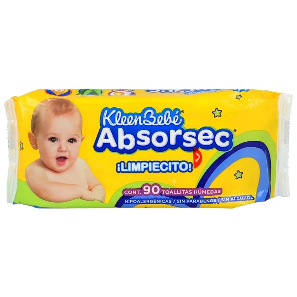 Kleen Bebé Absorsec ¡Limpiecito! 90 Toallitas Húmedas